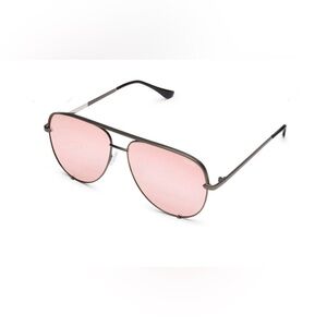 Quay X Desi Perkins Rose brown gunmetal frame pink lens High Key Sunglasses new